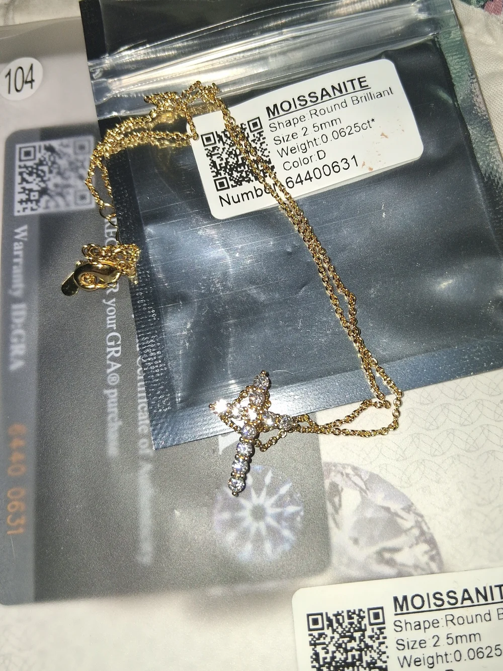 925 gold filled  Moissanite Cross with Moissanite Accents